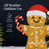 Best Choice Products 3-Piece Lighted Gingerbread Family & House, 4ft 2D Outdoor Christmas Décor with 185 LEDs