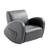 Qaba Kids Rocking Armchair with Side Storage Pockets, Gray PU Leather Upholstery