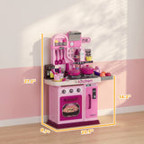 Qaba Kids Play Kitchen with Lights, Sounds, Working Faucet & 33 Accessories