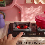Qaba Pink Kids Play Kitchen with Lights, Sounds, Circulating Water Sink & 33-Piece Accessory Set