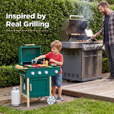 Best Choice Products Kids Wooden BBQ Grill Playset with 28 Accessories, Storage & Wheels