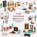 Best Choice Products 3-Story Wooden Dollhouse with 40 Furniture Pieces & Accessories