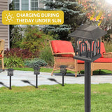 C Cattleya Solar LED Pathway Lights, Black Lantern Style, 3000K Warm White