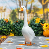 Evergreen Giddy the Goose White Metal Porch Statue, 21" Tall, Indoor & Outdoor Garden Décor