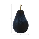 Tiverton Small Glass Pear Figurine, 12" Glossy Black Decorative Tabletop Sculpture