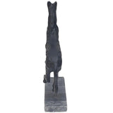 14" Metal Black Galloping Horse Sculpture on Marble Base, Tabletop Décor