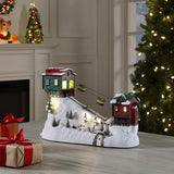 Mr. Christmas Winter Wonderland Animated Cable Cars with Skiers, 20 LED Lights & 30 Songs