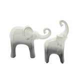 11" Sagebrook Home Ceramic Elephant Sculpture, Raised-Trunk Tabletop Figurine