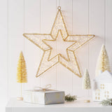 Wondershop 15" Champagne Hanging Star, 600 Warm White LEDs, Twinkling Indoor & Outdoor Christmas Décor