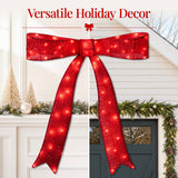 Best Choice Products 36" Pre-Lit Red Christmas Bow with 90 LEDs, 8 Modes & Timer