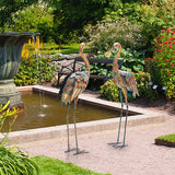 Costway Metal Crane Garden Statue Set, 2-Piece, Decorative Bird Sculptures for Outdoor Yard & Lawn