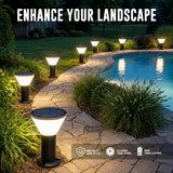 Bell + Howell 12" Solar LED Bollard Pathway Light, 350 Lumens, 3 Color Modes with Ground Stakes