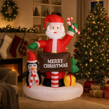 6 ft Christmas Inflatable Santa with Penguin & Merry Christmas Sign, Lighted Holiday Yard Decoration