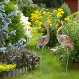 Costway Metal Crane Garden Statue Set, 2-Piece, Decorative Bird Sculptures for Outdoor Yard & Lawn