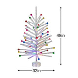 Mr. Christmas 4ft Rotating Silver Tinsel Christmas Tree with 30 Ornaments & Built-In Color Wheel