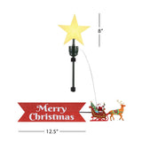 Mr. Christmas Animated Santa Sleigh Tree Topper with Merry Christmas Banner & LED Star – White Santa