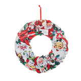 Mr. Christmas 18" Wooden Vintage Santa Claus Wreath with Red Hanging Ribbon