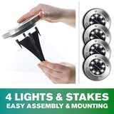 Bell + Howell Solar LED Disk Lights, 8 LEDs per Light, Outdoor Pathway Lighting
