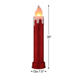 Mr. Christmas 36" Glittery Blow Mold Candle, Red with Flickering LED Flame & 6-Hour Timer