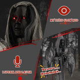 Costway 5.5 ft Halloween Animatronic Praying Angel, Shaking Wings, Red Light-Up Eyes & Spooky Sounds