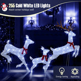 Costway Lighted Christmas Reindeer Family Set, 3 Pieces, 255 Cold White LEDs, Buck, Doe & Fawn