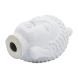 10" White Buddha Head Ceramic Sculpture, Glossy Stoneware Tabletop Figurine