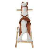 Qaba Plush Rocking Horse with Neighing & Galloping Sounds, Light Brown/White