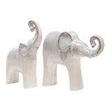 11" Sagebrook Home Ceramic Elephant Sculpture, Raised-Trunk Tabletop Figurine