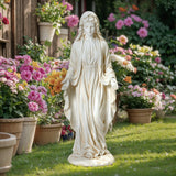 LuxenHome Virgin Mary Statue, 29.5" Ivory Blessed Mother Sculpture, Indoor & Outdoor Garden Décor
