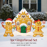 Best Choice Products 3-Piece Lighted Gingerbread Family & House, 4ft 2D Outdoor Christmas Décor with 185 LEDs