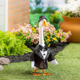 Evergreen Giddy the Goose White Metal Porch Statue, 21" Tall, Indoor & Outdoor Garden Décor