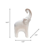 11" Sagebrook Home Ceramic Elephant Sculpture, Raised-Trunk Tabletop Figurine
