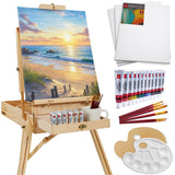 Best Choice Products Adjustable Wooden French Box Art Easel with 32-Piece Painting Set
