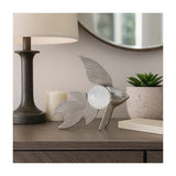 Silver Metal Fish Sculpture with Pearl-Like Accent, 9" Coastal Tabletop Décor