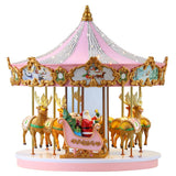 Mr. Christmas 12" Animated Pink Crystal Carousel with Reindeer, LED Lights & 25 Christmas Carols