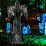 Costway 5.5 ft Halloween Animatronic Praying Angel, Shaking Wings, Red Light-Up Eyes & Spooky Sounds