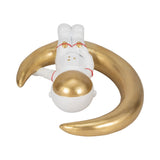 Astronaut on Crescent Moon Figurine, Approximately 8", White & Gold Resin Tabletop Décor