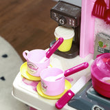 Qaba Kids Play Kitchen with Lights, Sounds, Working Faucet & 33 Accessories