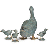 Roman 11" Tall Duck with Ducklings Garden Statue Set, 4-Piece, Gray Resin