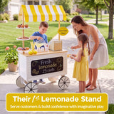 Best Choice Products Kids Lemonade Stand Play Kitchen with Canopy, Chalkboard, Wheels & 8 Accessories