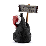 DEMDACO Bearfoots Black Bear Figurine with “Happy Holiday” Sign, Hand-Cast Resin