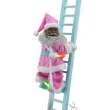 Mr. Christmas 43" Pastel Super Climbing Santa with Pink Outfit, LED Lights & 15 Christmas Carols
