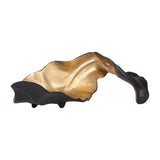 18" Metal White & Gold Curled Leaf Sculpture, Tabletop Accent, Modern Home Décor