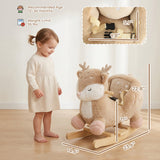 Qaba Spotted Deer Plush Rocking Horse with Sounds, Seat Belt & Rocking Stopper