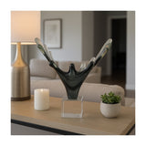 Agua Splash Abstract Sculpture with Clear Base, 13" Gray Resin Tabletop Décor