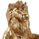 Gold Meditating Lion Figurine, 7" Polyresin Yoga Pose Statue, Indoor Zen Décor