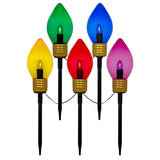 Novelty Lights Jumbo C7 LED Pathway Lights, 6ft, 5 Multicolor Lights with Ground Stakes