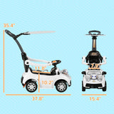 Qaba 3-in-1 Toddler Push Car with Canopy, Removable Handle, Lights & Music