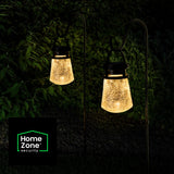 Home Zone Living Secure Solar Hanging Lantern Lights, 4-Pack with Shepherd Hooks, 28", Crackle Glass
