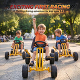 Qaba Kids Pedal Go Kart with Adjustable Seat & Handbrake, Yellow, Ages 3–6